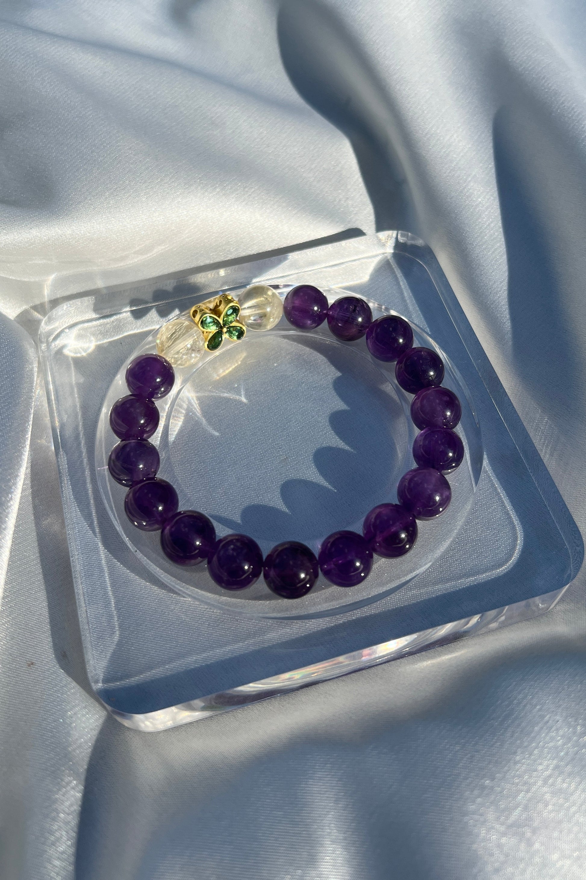 Handmade amethyst crystal bracelet, beaded jewelry for healing energy and a thoughtful gift for her.
