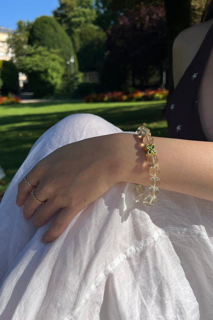 Yellow golden quartz crystal bracelet, healing energy jewelry