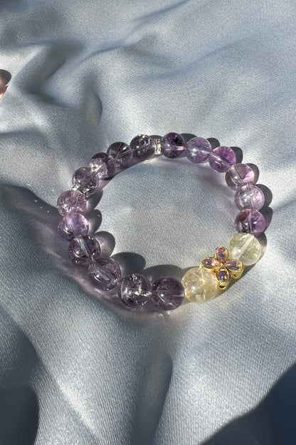 Handmade purple azeztulite crystal bracelet, beaded jewelry for healing energy and a thoughtful gift for her.