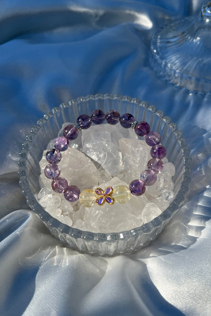 Handmade purple azeztulite crystal bracelet, beaded jewelry for healing energy and a thoughtful gift for her.