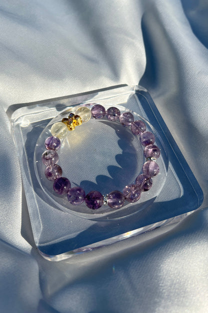 Handmade purple azeztulite crystal bracelet, beaded jewelry for healing energy and a thoughtful gift for her.