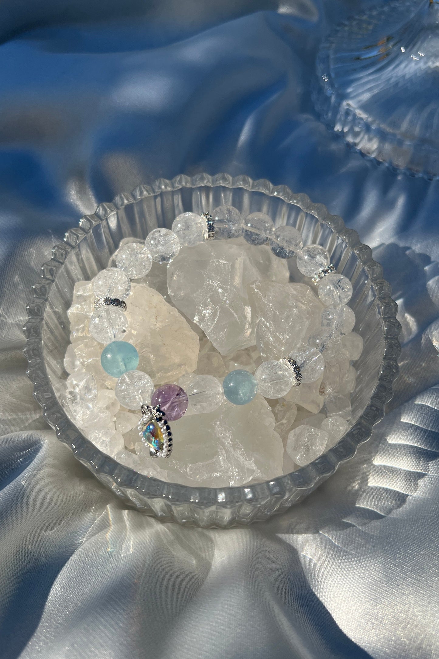 Handmade clear azeztulite crystal bracelet, beaded jewelry for healing energy and a thoughtful gift for her.